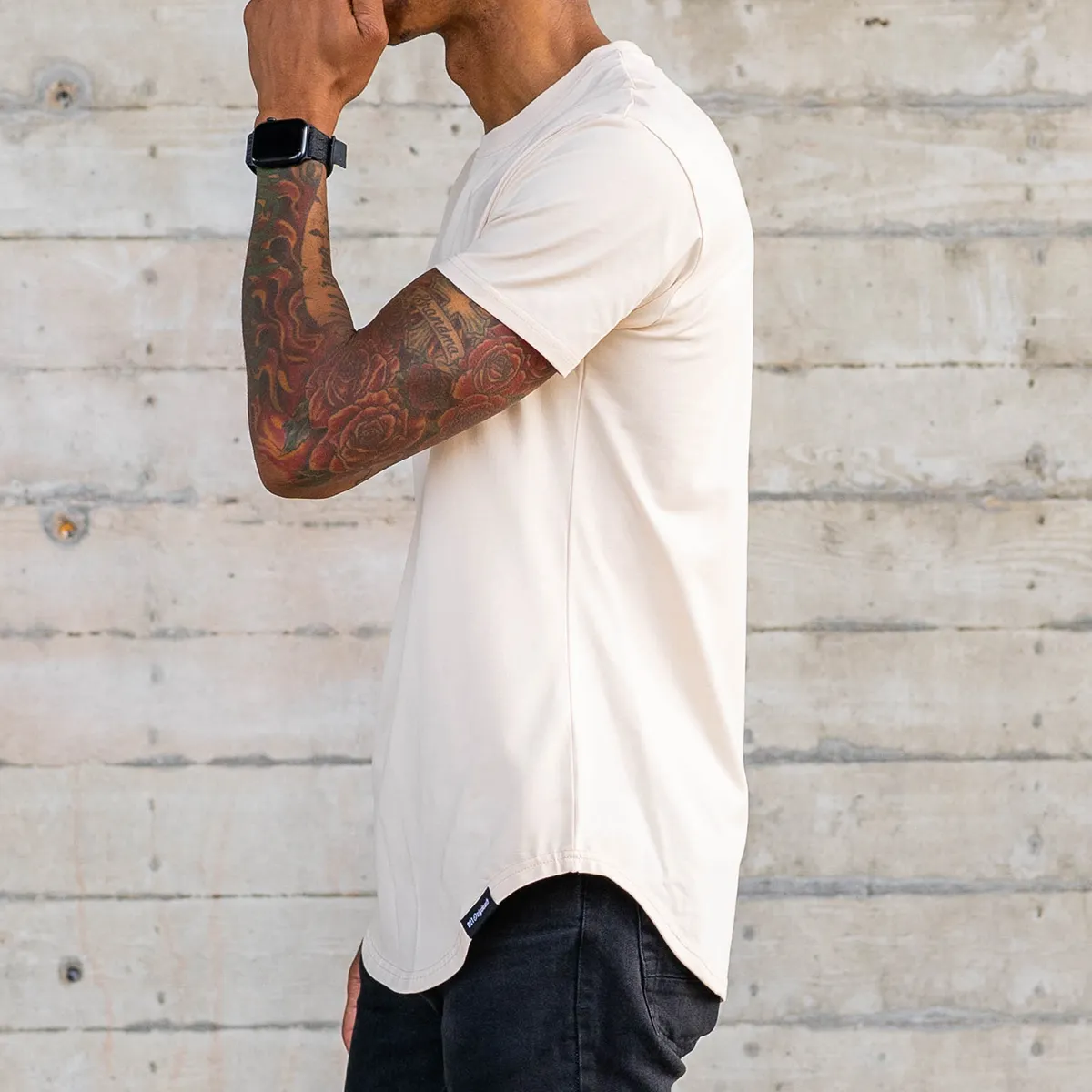 021 ESSENTIAL DROP-CUT T-SHIRT - SAND