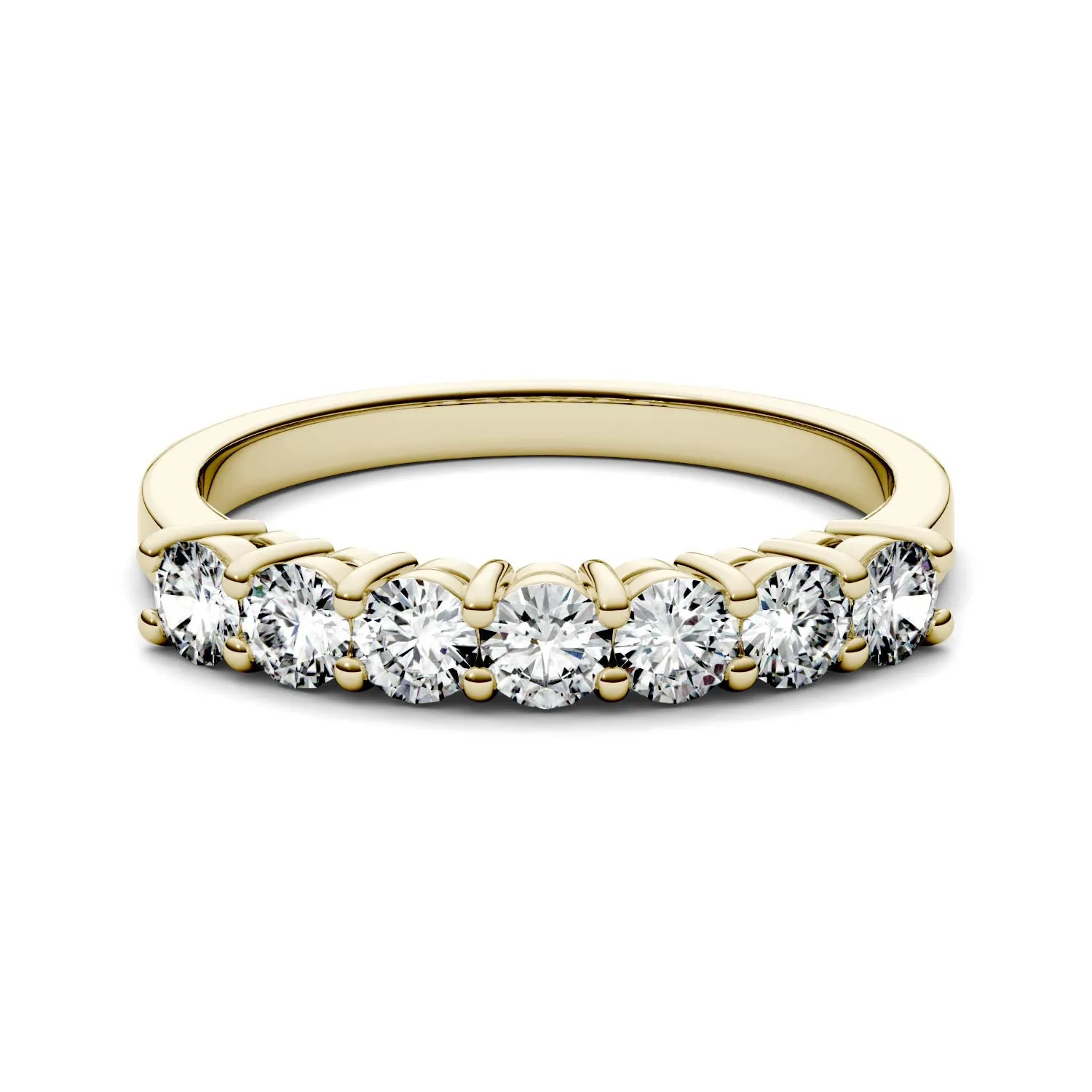 0.70 CTW DEW Round Moissanite Seven-Stone Anniversary Band in 14K Yellow Gold