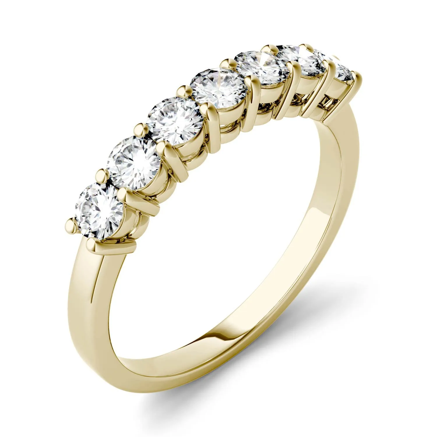 0.70 CTW DEW Round Moissanite Seven-Stone Anniversary Band in 14K Yellow Gold