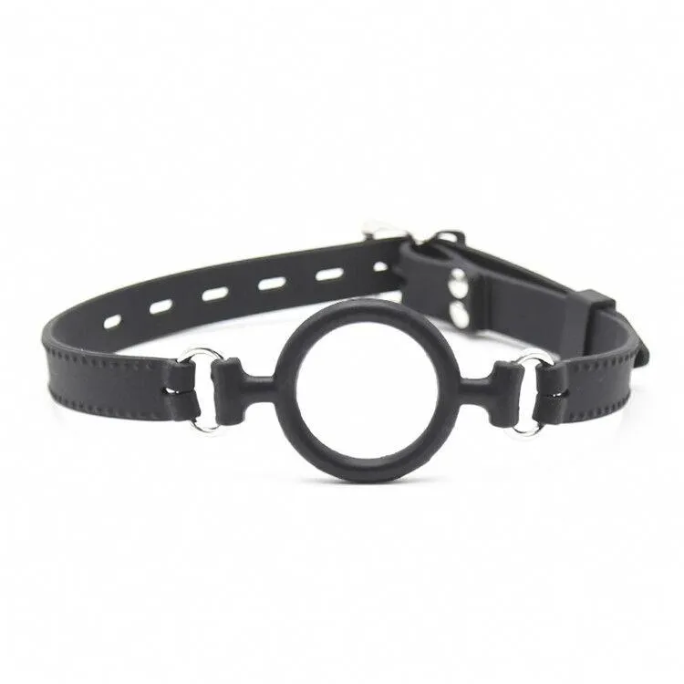 0806M      Locking 2” Wide Black Silicone Comfort Ring Gag