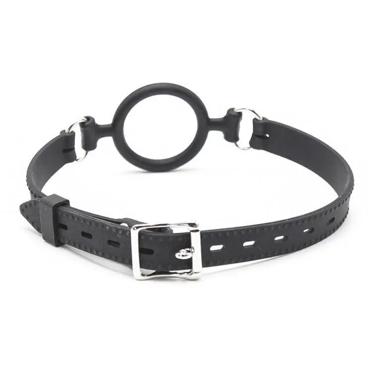 0806M      Locking 2” Wide Black Silicone Comfort Ring Gag