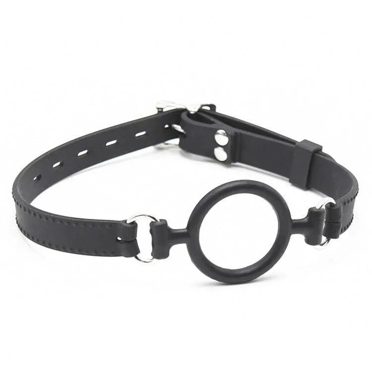 0806M      Locking 2” Wide Black Silicone Comfort Ring Gag