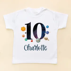 10th Birthday Solar System Personalised Space/Galaxy Kids T Shirt