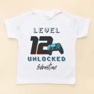 12th Level Unlocked Gamer Birthday Personalised Kids T Shirt