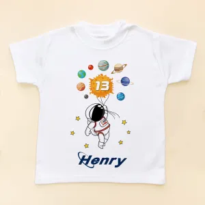 13th Birthday Astronaut Solar System Personalised Kids T Shirt
