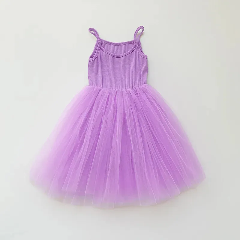 2023 Summer Baby Girls Slip Dress Mesh   Elastic Cotton Cloth Fashion Solid Color Children Casual Skirts 6M-6Y Kids Wear Clothes