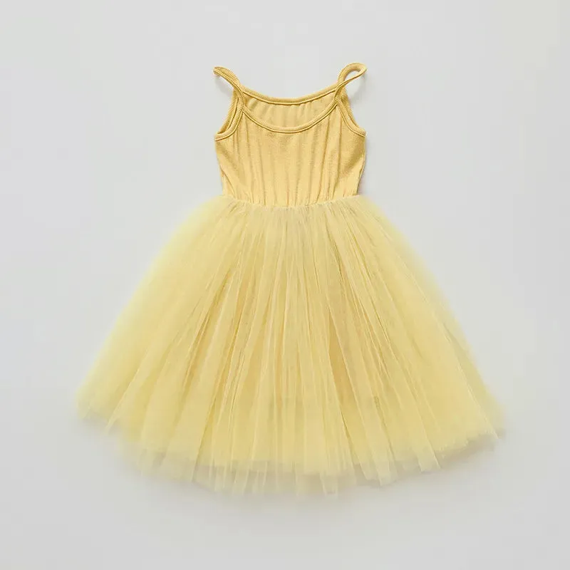 2023 Summer Baby Girls Slip Dress Mesh   Elastic Cotton Cloth Fashion Solid Color Children Casual Skirts 6M-6Y Kids Wear Clothes