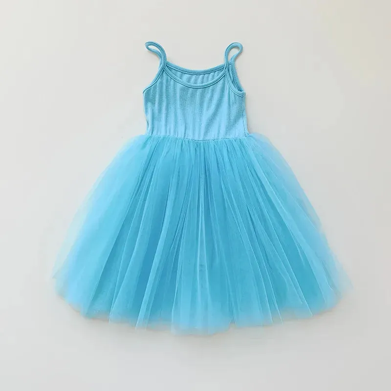 2023 Summer Baby Girls Slip Dress Mesh   Elastic Cotton Cloth Fashion Solid Color Children Casual Skirts 6M-6Y Kids Wear Clothes