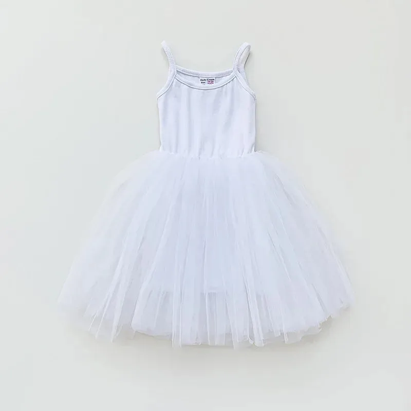 2023 Summer Baby Girls Slip Dress Mesh   Elastic Cotton Cloth Fashion Solid Color Children Casual Skirts 6M-6Y Kids Wear Clothes