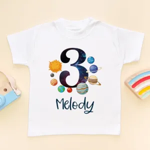 3rd Birthday Solar System Personalised Space/Galaxy T Shirt
