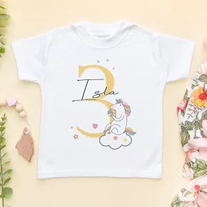 3rd Birthday Unicorn Personalised Toddler T Shirt