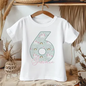 6th Birthday Unicorn Pattern Personalised Kids T Shirt