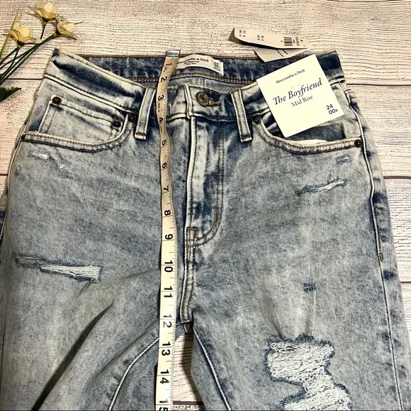 Abercrombie &amp; Fitch The Boyfriend Mid Rise Distressed Jean