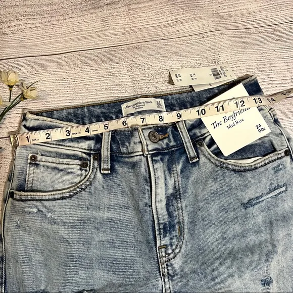 Abercrombie &amp; Fitch The Boyfriend Mid Rise Distressed Jean