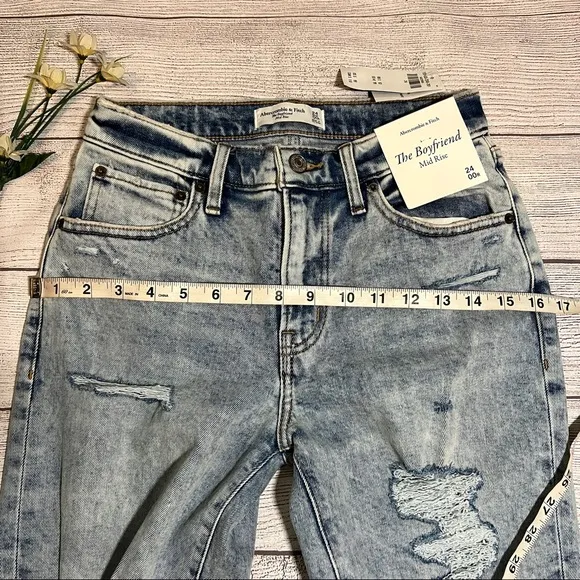 Abercrombie &amp; Fitch The Boyfriend Mid Rise Distressed Jean