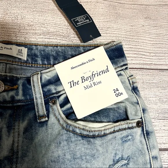 Abercrombie &amp; Fitch The Boyfriend Mid Rise Distressed Jean