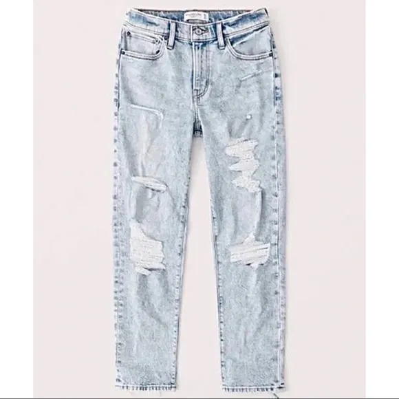 Abercrombie &amp; Fitch The Boyfriend Mid Rise Distressed Jean