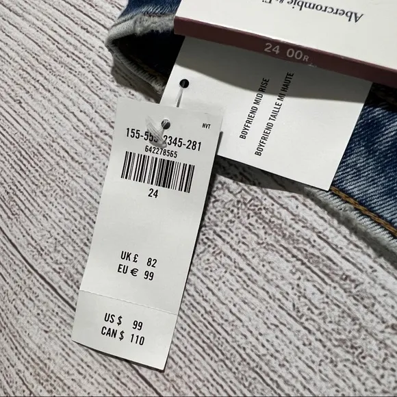 Abercrombie &amp; Fitch The Boyfriend Mid Rise Distressed Jean