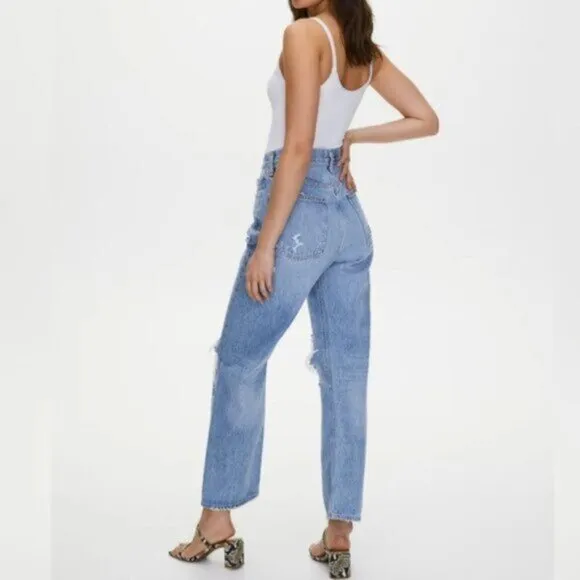 AGOLDE 90's Mid Rise Loose Fit Jeans Fall Out Light Distressd 90s 24 Aritzia