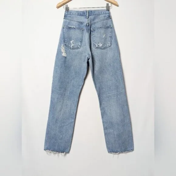 AGOLDE 90's Mid Rise Loose Fit Jeans Fall Out Light Distressd 90s 24 Aritzia