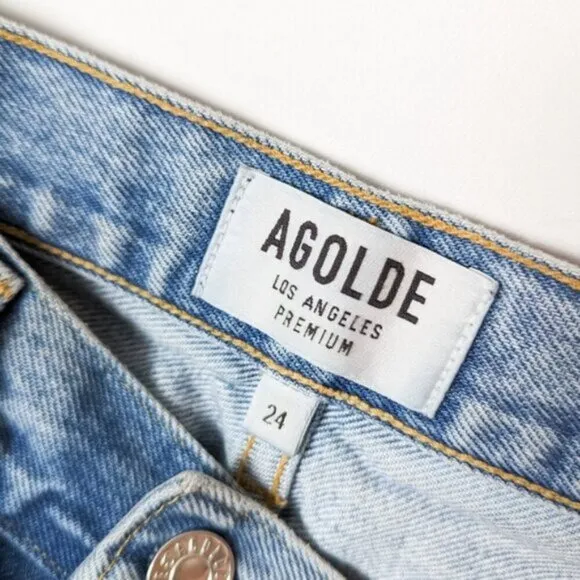 AGOLDE 90's Mid Rise Loose Fit Jeans Fall Out Light Distressd 90s 24 Aritzia