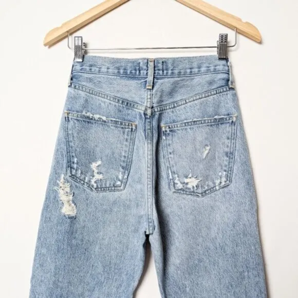AGOLDE 90's Mid Rise Loose Fit Jeans Fall Out Light Distressd 90s 24 Aritzia