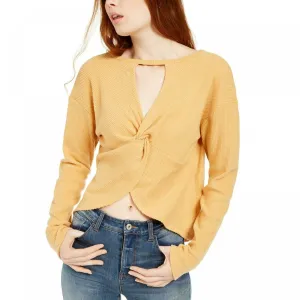 Almost Famous Women's Junior Fit Cozy Twist Back Ribbed Top