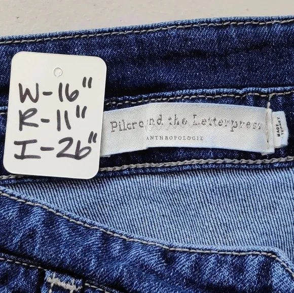 ANTHROPOLOGIE Pilcro and the Letterpress High Rise Slim Blue Jeans 31