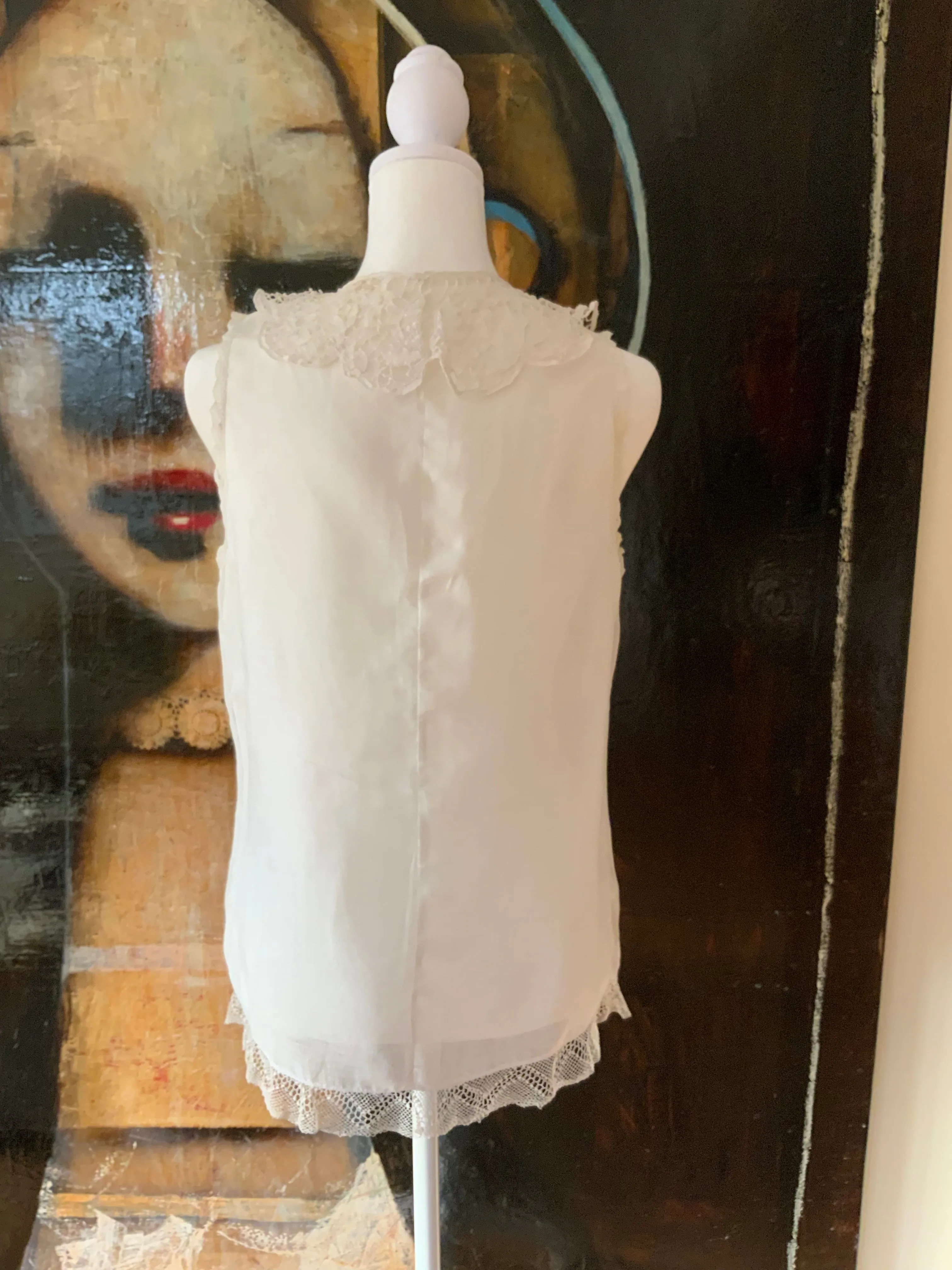 Antique Blouse with Light. Blue Embroidery - 1920 - 20A