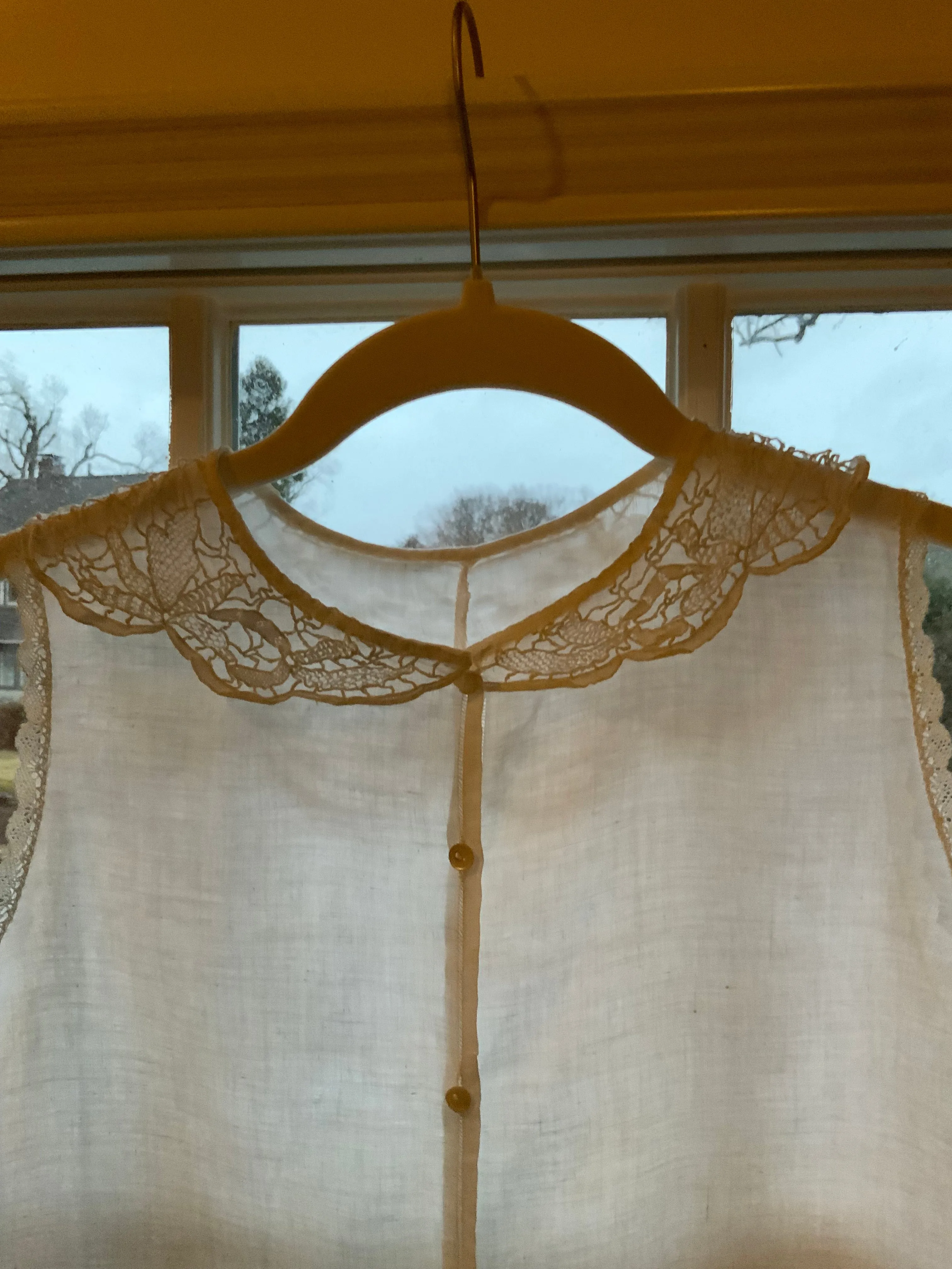Antique Blouse with Light. Blue Embroidery - 1920 - 20A