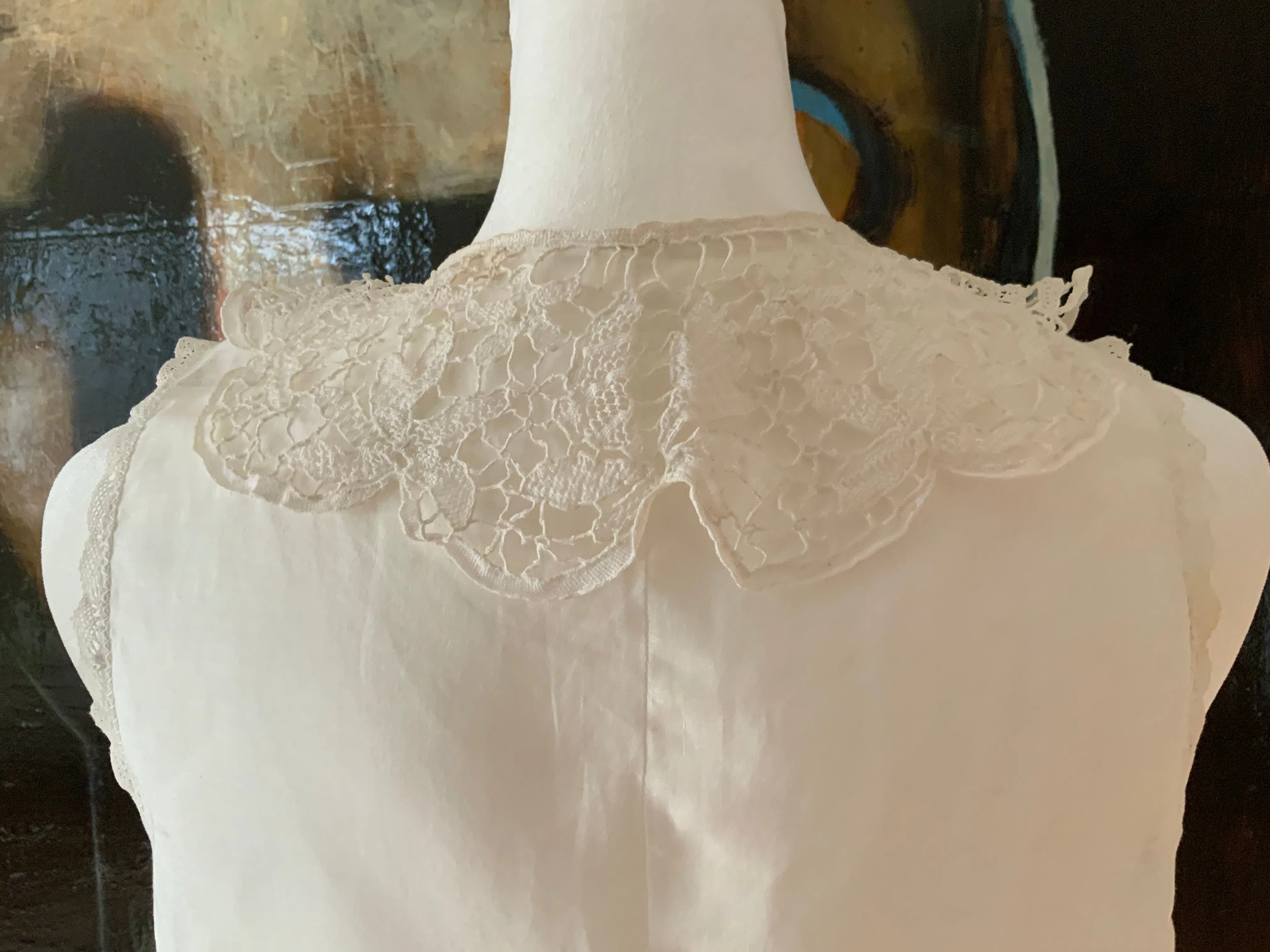 Antique Blouse with Light. Blue Embroidery - 1920 - 20A