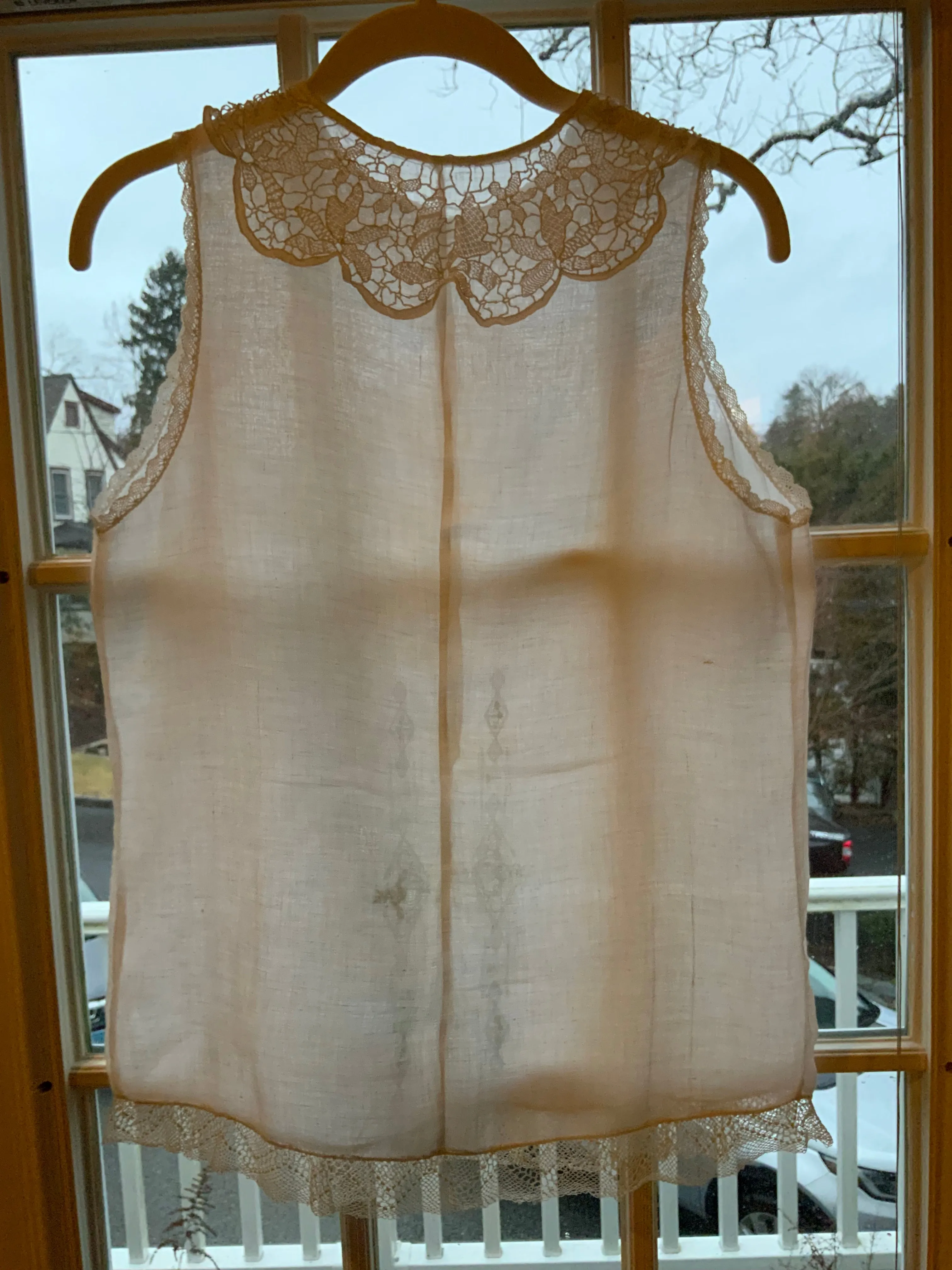 Antique Blouse with Light. Blue Embroidery - 1920 - 20A