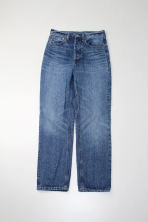 Aritzia denim forum the joni high rise loose jeans, size 27 (28”)
