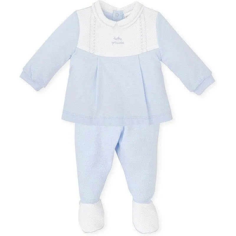 Baby Boys Sky Blue 2 Piece Babygrow
