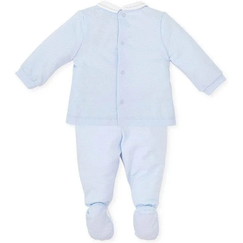 Baby Boys Sky Blue 2 Piece Babygrow