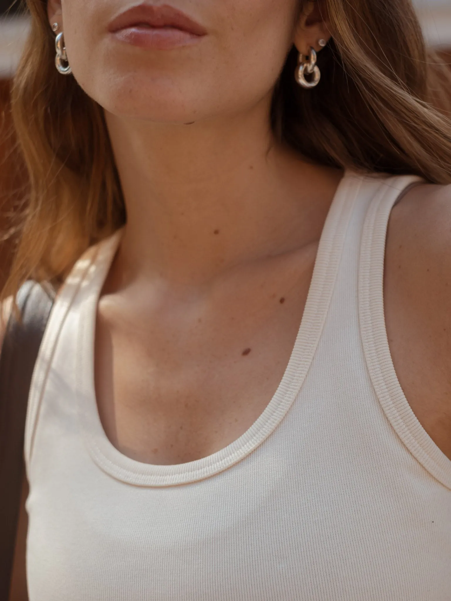 BASIC RIB TANK TOP - CREAMY