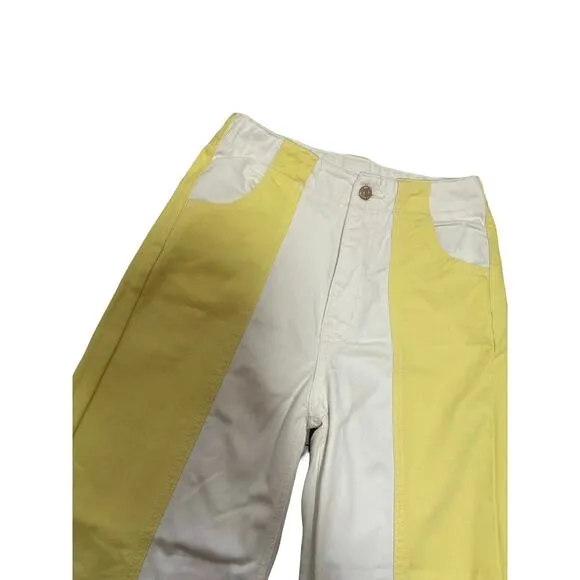 BDG Urban Outfitters High&amp;Wide Yellow/White Colorblock Jeans