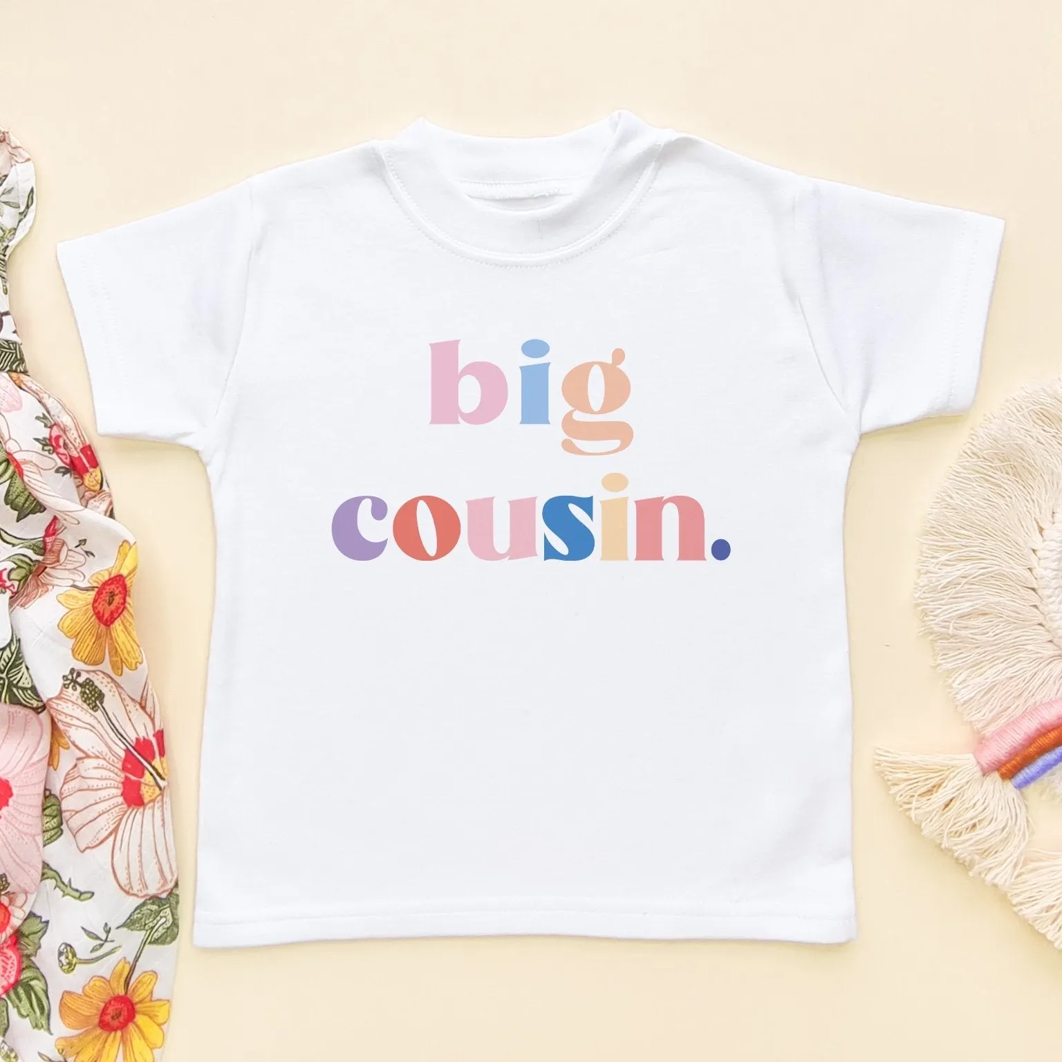Big Cousin Girl Rainbow Colours Toddler & Kids T Shirt