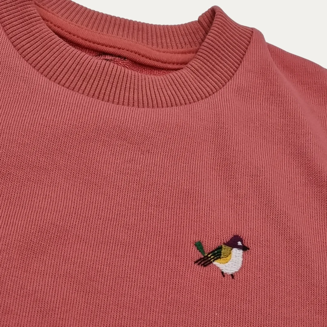 Birds Organic Sweatshirt  Salmon Colour