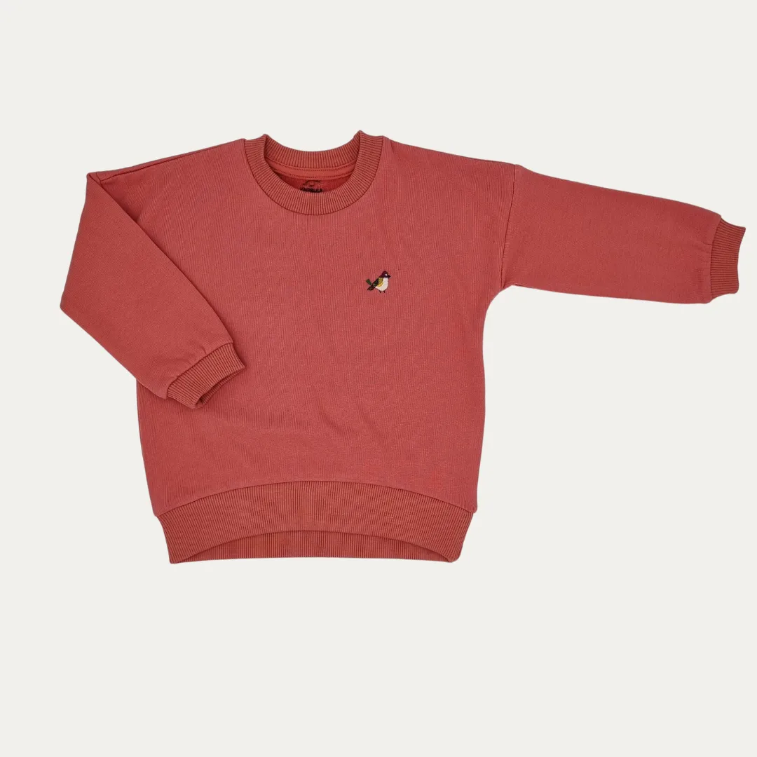 Birds Organic Sweatshirt  Salmon Colour