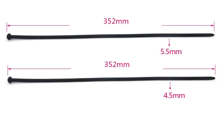 Black 350mm Smooth Silicone Urethra Plugs