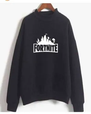 Black Fortnite Print Sweat Shirt for womens