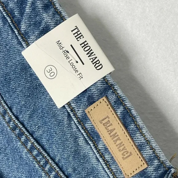 Blank NYC The Howard Mid-Rise Loose‎ Fit Organic Cotton Button Fly Jeans Size 30