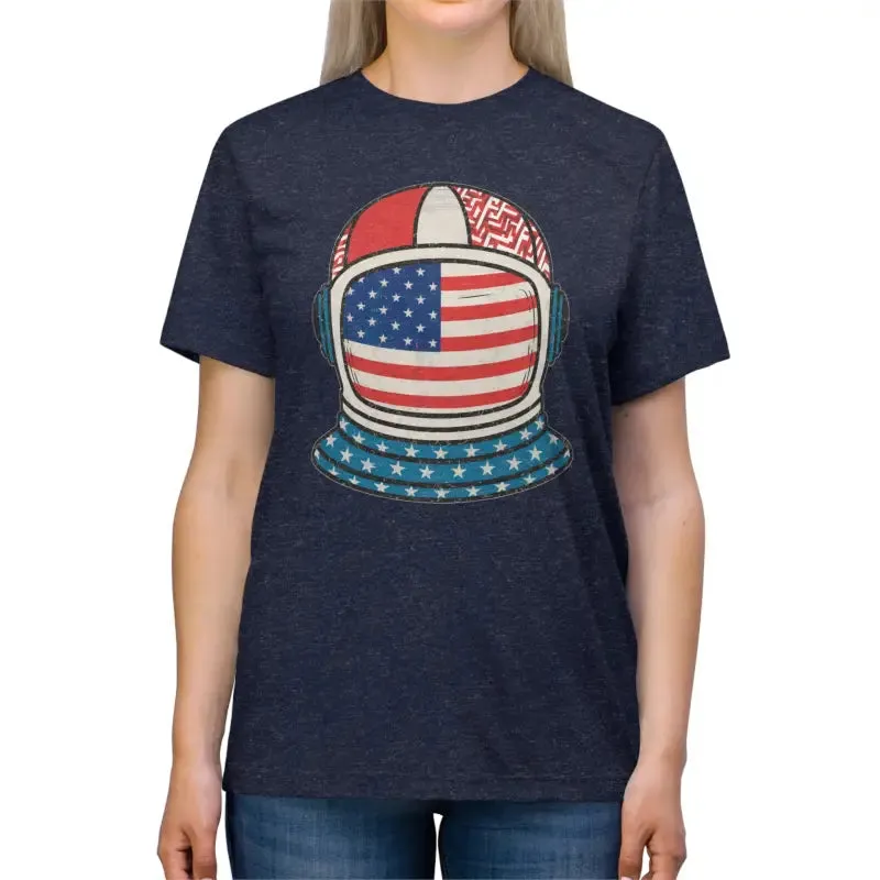 Blast off in Cozy Triblend Tee with American Flag Flair