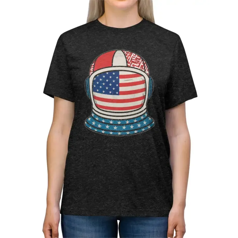 Blast off in Cozy Triblend Tee with American Flag Flair