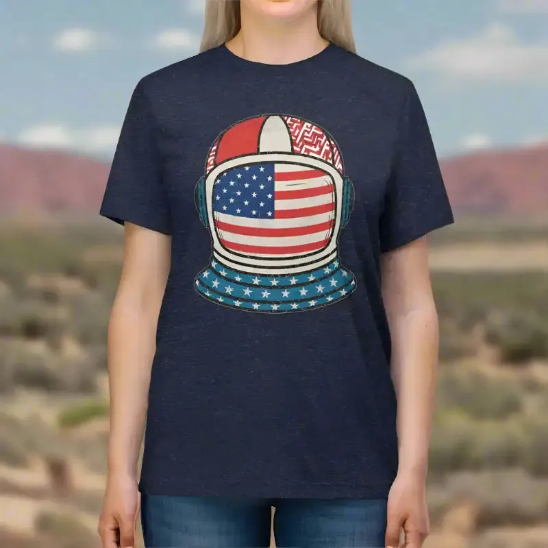 Blast off in Cozy Triblend Tee with American Flag Flair