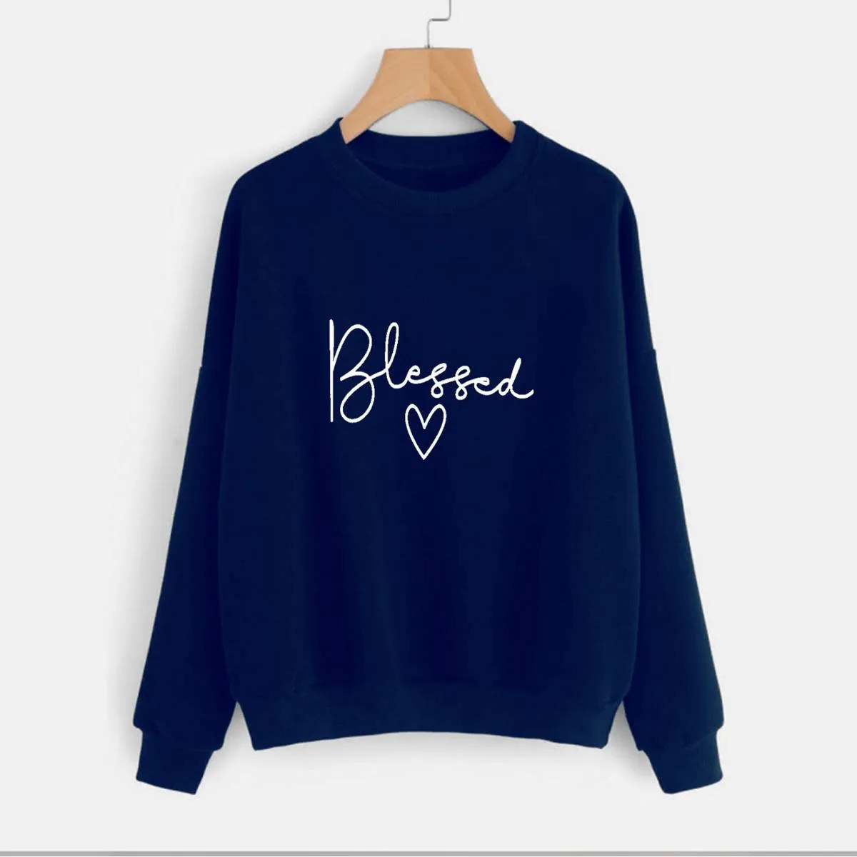 Blessed Fleece Full Sleeves Pull Over Sweatshirt For Women