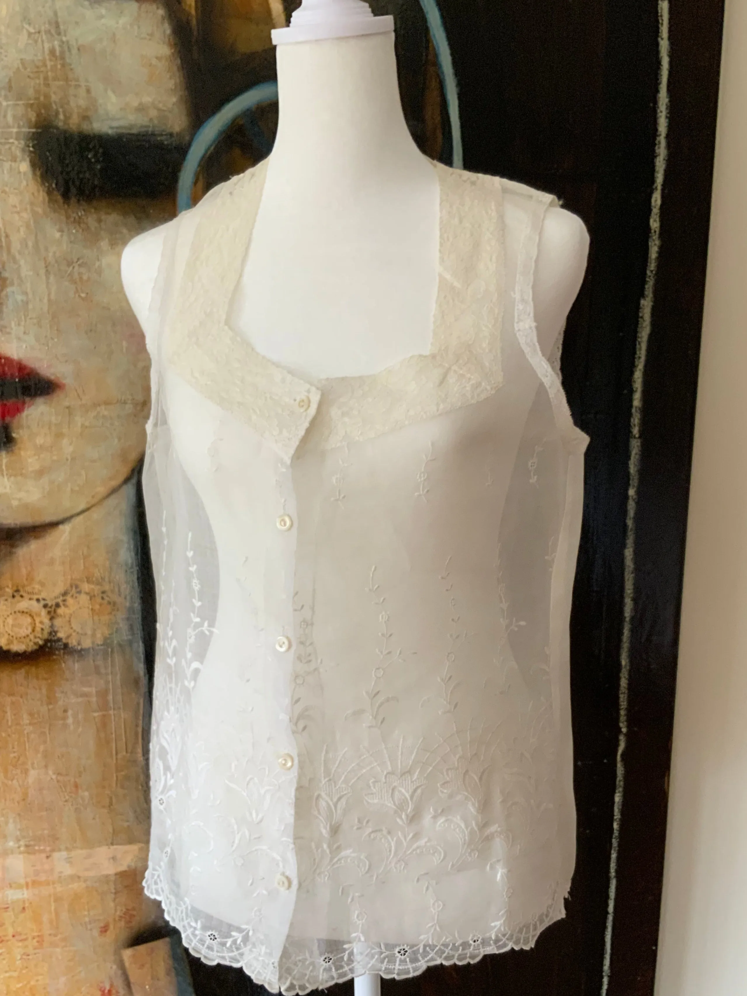 Blouse made with antique fabric - Y2K - E3