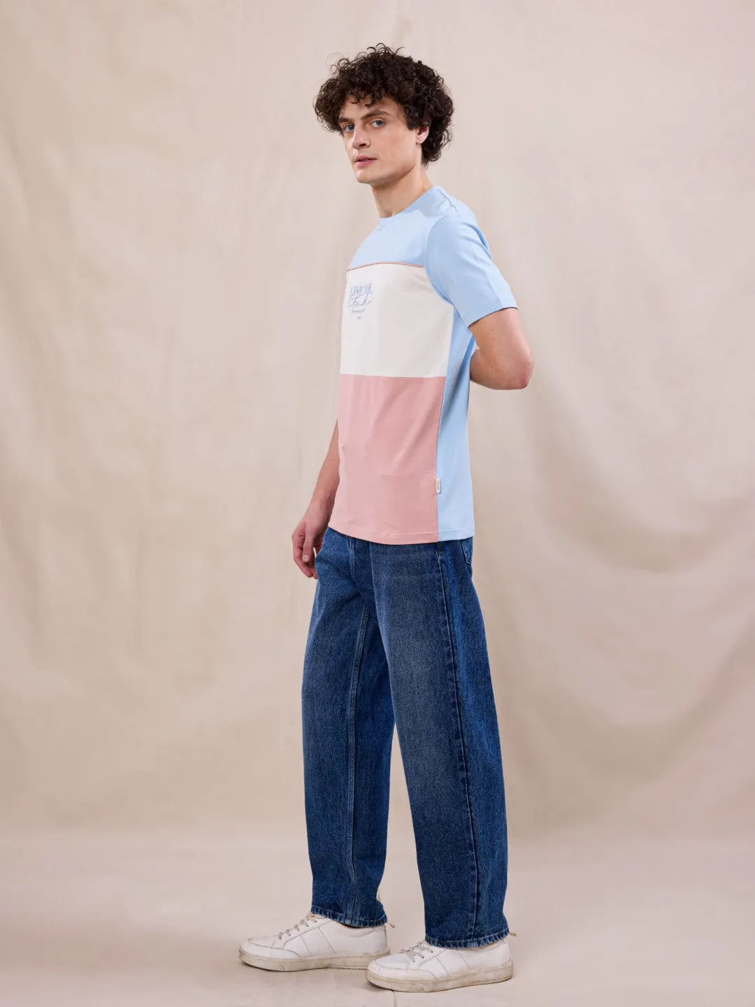 Blue Crew Neck Plain T-Shirt