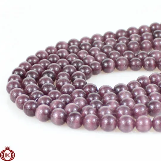 Burgundy Cats Eye Beads Smooth Round
